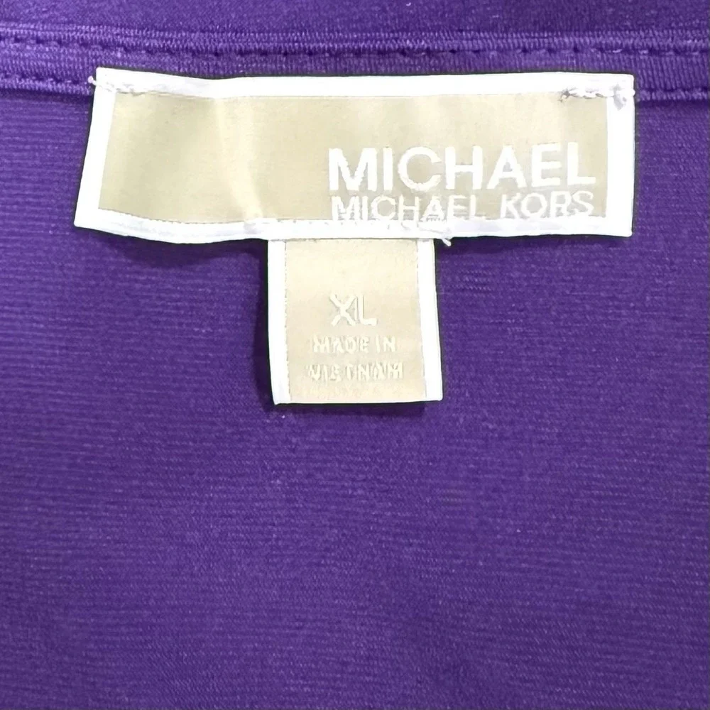 Michael Kors Top Women's XL Purple Lace Up Bell Sleeve Casual Stretchy Shirt - Picture 5 of 8